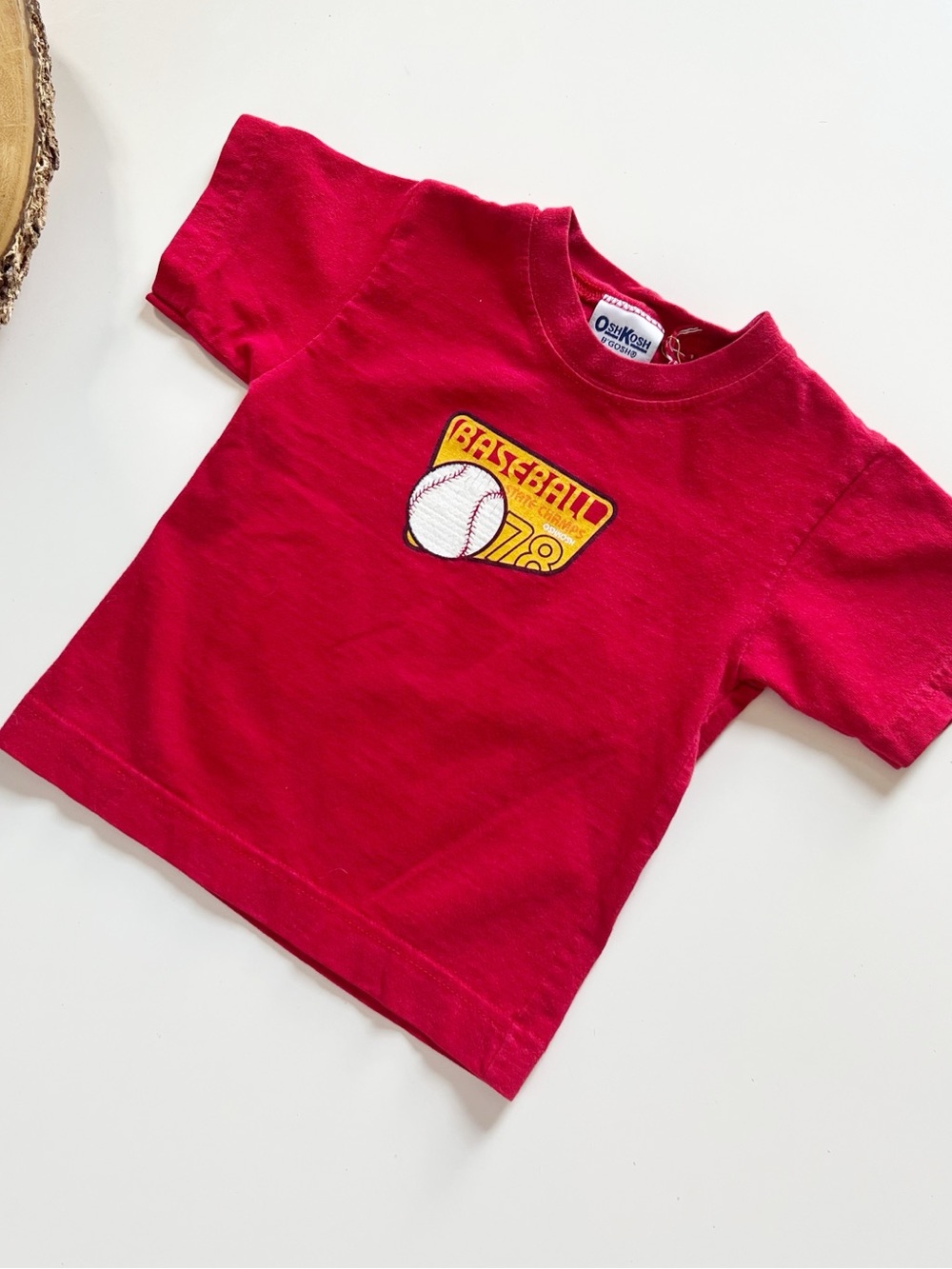 Vintage Oshkosh Red Baseball Tee | USA Made | Size 12m